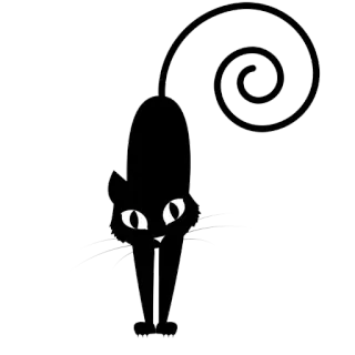 🙁 kucing, kucing hitam, hewan, hewan peliharaan, siluet, kartun telegram sticker