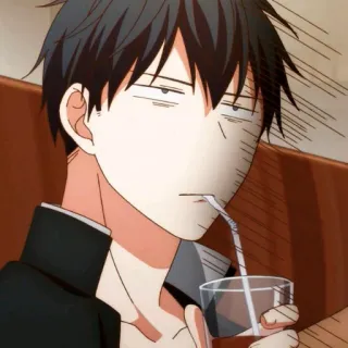 🗝 Anime, Cartoon, Charakter, Trinken, Glas, Getränk, Illustration, Porträt whatsapp sticker