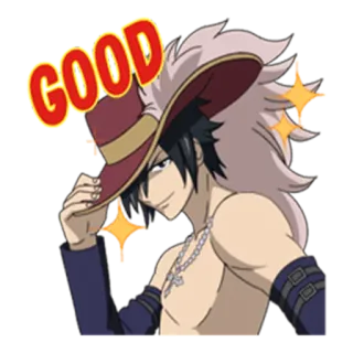😊 GOOD хорошо, позитив, одобрение, шляпа, аниме telegram sticker