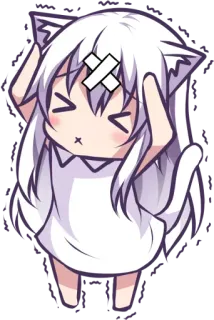 🤕 anime, chibi, catgirl, bandage, cute, kawaii telegram sticker