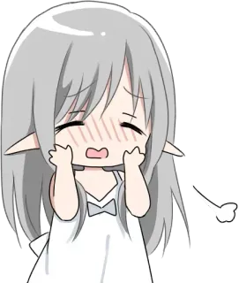 😳 Anime, Lindo, Chibi, Elfo, Sonrojo, Llorando, Triste whatsapp sticker