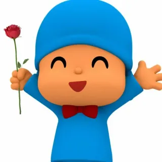 🙃 Pocoyo pocoyo, cartoon, personage, roos, blij, vriendelijk telegram sticker