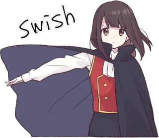 🧛‍♀️ Swish anime girl, cape, swish, cartoon, animation telegram sticker