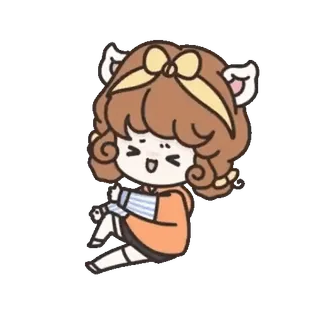 👧 Мультфильм, Аниме, Девочка, Милая, Сидящая, Каваи, Чиби, Персонаж telegram sticker