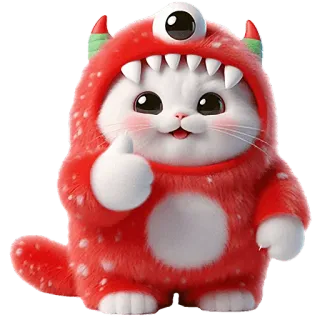👍 gatto, mostro, carino, rosso, animale, gattino telegram sticker