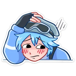 🥺 Anime, Manga, Sticker, blaue Haare, verlegen, Charakter, Cartoon telegram sticker