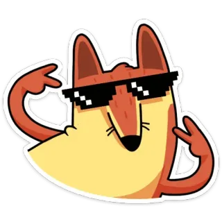 😎 volpe, cool, occhiali da sole, animale, adesivo, cartone animato whatsapp sticker