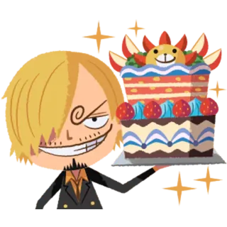 🎂 Sanji One Piece anime, manga, One Piece, Sanji, cake, birthday telegram sticker