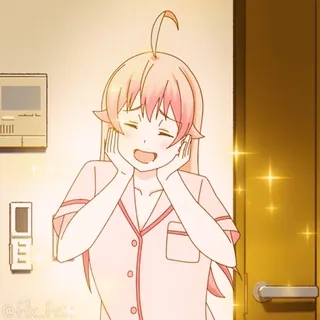 🤩 Anime, Garota, Feliz, Brilhante, Cabelo rosa, Fofa telegram sticker