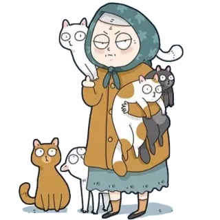 🖕 gato, gatos, avó, desenho animado, animal, engraçado, fofo whatsapp sticker
