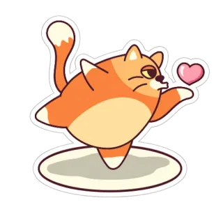 😜 gatto, cuore, amore, adesivo, cartone animato, carino, arancione whatsapp sticker