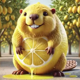 🤩 castoro, limone, frutta, animale, carino, giallo, cartone animato, umorismo telegram sticker