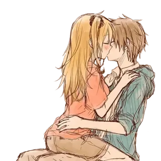 💗 Anime, Baciare, Coppia, Romance, Amore, Manga telegram sticker