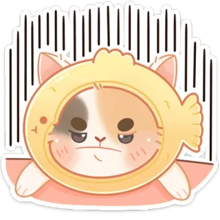 😕 gato, animal, pez, lindo, kawaii, pegatina, estado de ánimo whatsapp sticker