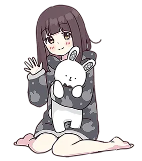👋 anime, girl, cute, kawaii, bunny, plushie, cartoon telegram sticker