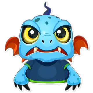 😠 สัตว์ประหลาด, การ์ตูน, โกรธ, น่ารัก, สีน้ำเงิน, สติกเกอร์ telegram sticker