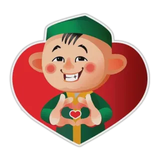 ❤️ 사랑, 하트, 만화, 캐릭터, 초록 whatsapp sticker
