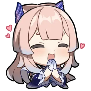 😁 Sangonomiya Kokomi Genshin Impact Anime, Gra, Kawaii, Słodkie, Miłość, Serca, Postać telegram sticker