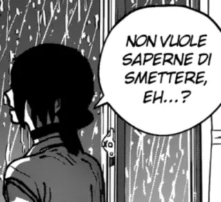 👀 NON VUOLE SAPERNE DI SMETTERE, EH...? italiano, texto, lluvia, manga, pregunta whatsapp sticker