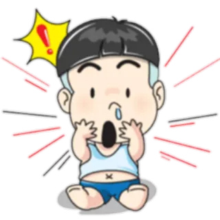 😳 kaget, terkejut, seru, takut, kartun, ilustrasi, anak laki-laki whatsapp sticker