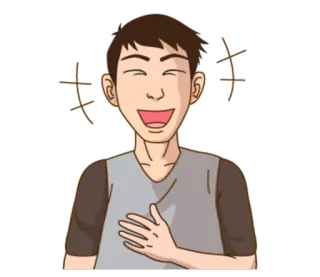 😄 rire, joyeux, homme, heureux, émotion, dessin animé telegram sticker