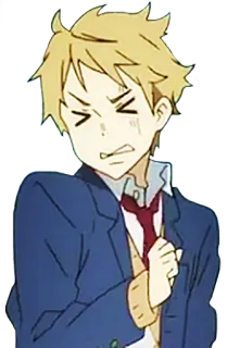 😣 Anime, Uniforme escolar, Masculino, Molesto, Enojado, Personaje whatsapp sticker