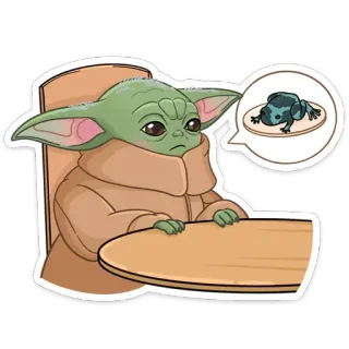 🐸 Baby Yoda Bébé Yoda, Grogu, The Mandalorian, Disney+, Star Wars, grenouille, mignon telegram sticker