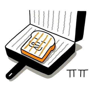 😲 Hi Toast, Grill, Nourriture, Petit déjeuner, Dessin animé, Salut, Salutations whatsapp sticker