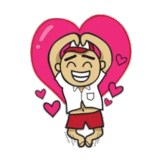😍 love, heart, cartoon, boy, happy, valentine's day, cute, red telegram sticker
