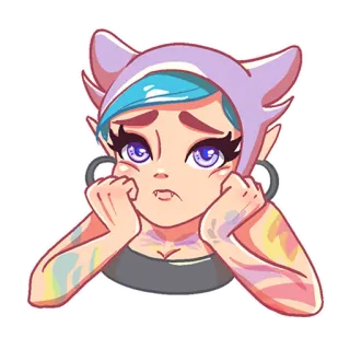 😞 стикер, аниме, девушка, мультфильм, милый, персонаж whatsapp sticker