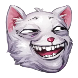 😏 cat, meme, funny, white cat, smug, silly, cat face telegram sticker