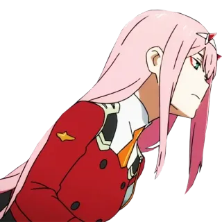 👀 Zero Two Darling in the Franxx Anime, Zero Two, Darling in the Franxx, pinke Haare, Anime-Mädchen telegram sticker