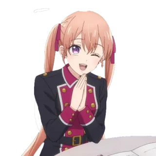 🕊 Anime, Ragazza, Carina, Occhiolino, Ritratto, Cartone animato whatsapp sticker