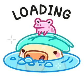 🤔 LOADING загрузка, ожидание, милый, мультфильм, лягушка, животное, утка, утёнок, интернет telegram sticker