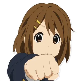 👊 Yui Hirasawa K-On! anime, k-on, yui hirasawa, cute, girl, cartoon telegram sticker
