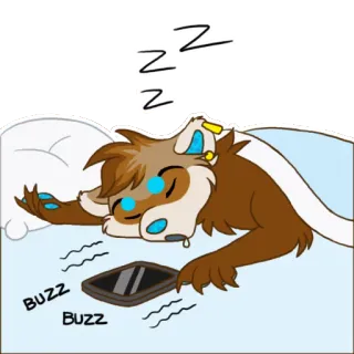 💤 BUZZ sommeil, dessin animé, téléphone portable, bourdonnement, endormi, dormir, zzz whatsapp sticker