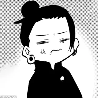 💢 @HAWKS Anime, Manga, Cartoon, Illustration, Noir et blanc, Personnage telegram sticker