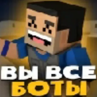 😂 Вы ВСЕ БОТЫ Meme, Russo, Personaggio a blocchi, Insulto, Bot telegram sticker