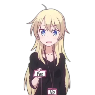 👍 Yes No Anime, Sim, Não, Personagem, Adesivo, Fofo, Loira telegram sticker