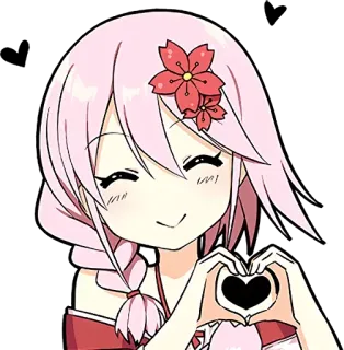 ❤️ garota anime, fofa, coração, sakura, cabelo rosa, kawaii whatsapp sticker