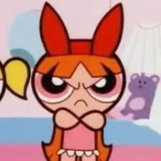 😡 Blossom Powerpuff Girls мультфильм, цветок, Суперкрошки, злой, персонаж telegram sticker