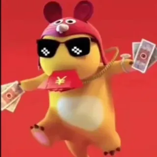 🧬 dessin animé, personnage, argent, lunettes de soleil, rouge, fête whatsapp sticker