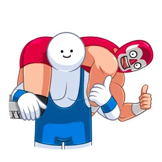 👍 реслинг, рестлер, мультфильм, большой палец вверх, маска, лучадор whatsapp sticker