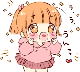 😍 う、うん animé, mignon, paillettes, kawaii, fille telegram sticker