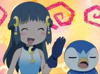 😊 Dawn Pokemon Аниме, Мультфильм, Покемон, Рассвет, Милый whatsapp sticker