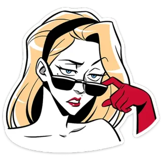 😎 wanita, kacamata hitam, pirang, kartun, glamor, keren, bergaya telegram sticker