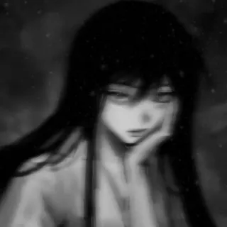 🙆 triste, anime, ragazza, bianco e nero, capelli lunghi telegram sticker
