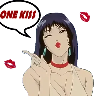 😘 ONE KISS kiss, anime, lips, woman, cartoon, flirty telegram sticker