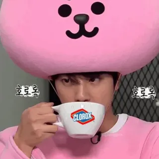 🍪 호로록 호로록 drinking, korean, text, person, character, cup, beverage whatsapp sticker