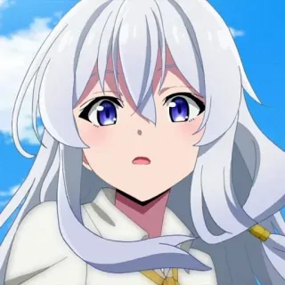 🍃 anime, girl, white hair, character, cute telegram sticker